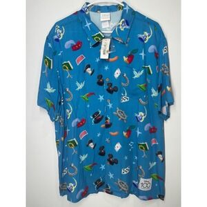 Disney Shirt Men's Large Our Universe BoxLunch Button Up‎ 100th Classic Icons